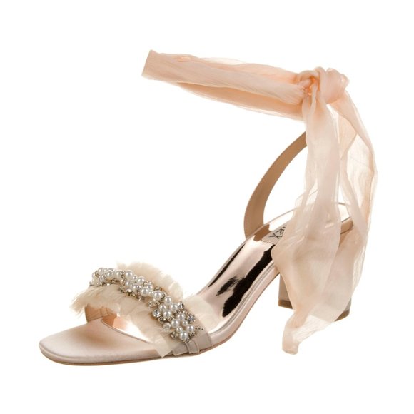 NEW in box BADGLEY MISCHKA Satin Printed Slingback Sandals 9.5 - Picture 1 of 7